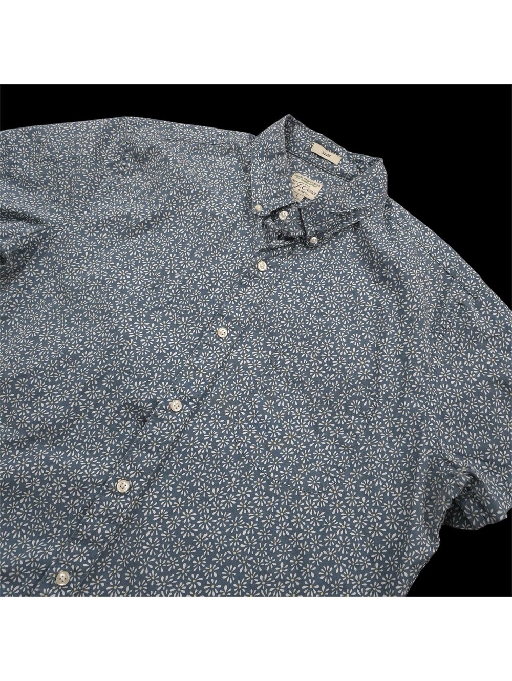J.Crew Secret Wash Shirt Men L Floral Organic Cotton Stretch Pocket Slim